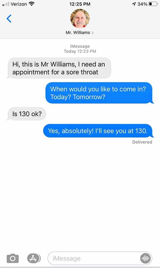 Text Patient Mr Williams